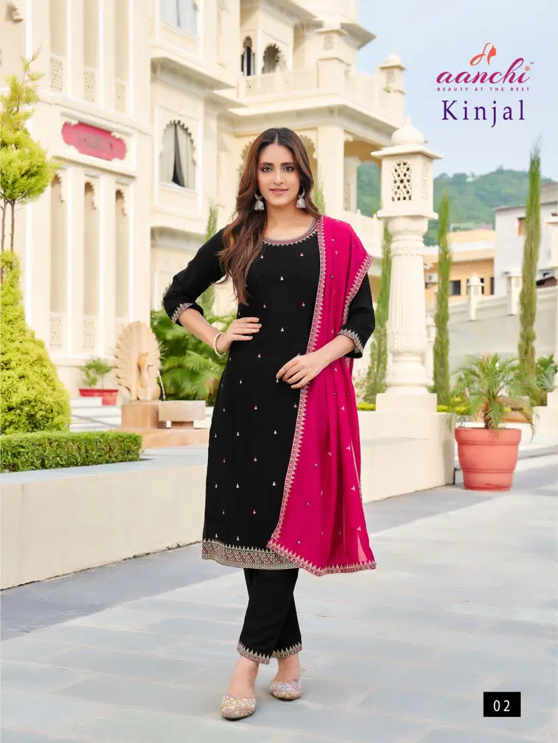 Kinjal By Aanchi Vichitra Silk Kurti With Bottom Dupatta Exporters In India